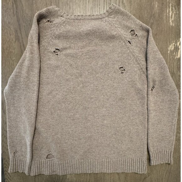 Anine Bing Wool Sweater Distressed Taupe Neutral Minimalist Quiet Luxury Small - Picture 3 of 11